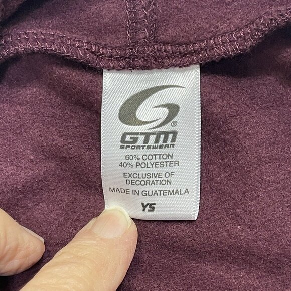 GTM SPORTSWEAR Unisex‎ Kids Fleece Hoodie Sizes YS/YM/YXL Burgundy Maroon NWT - Picture 7 of 11